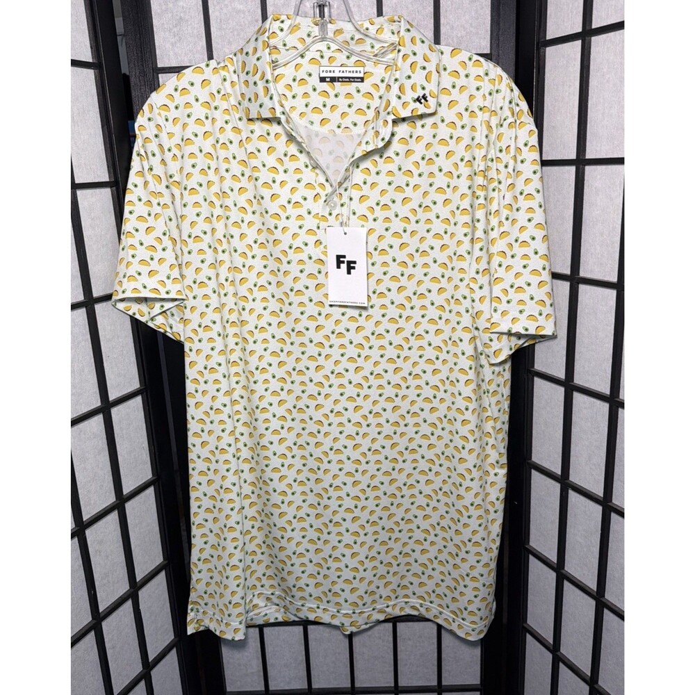 NWT Fore Fathers Polo Shirt Mens M Holy Guacamole Taco Athletic Fit Performance
